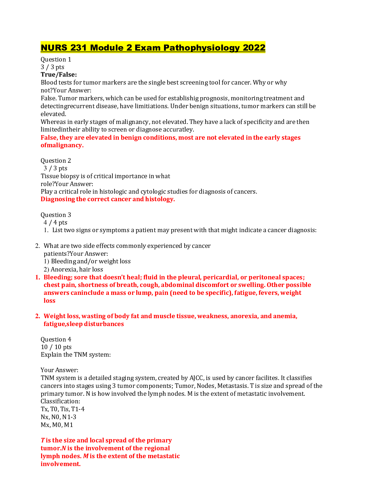 Preview of NURS 231 Module 2 Exam Pathophysiology 2022